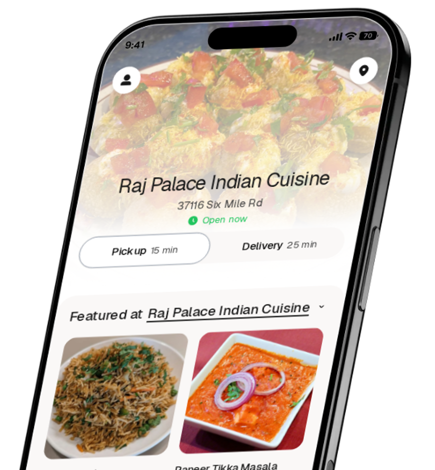 Raj Palace Indian Cuisine app preview